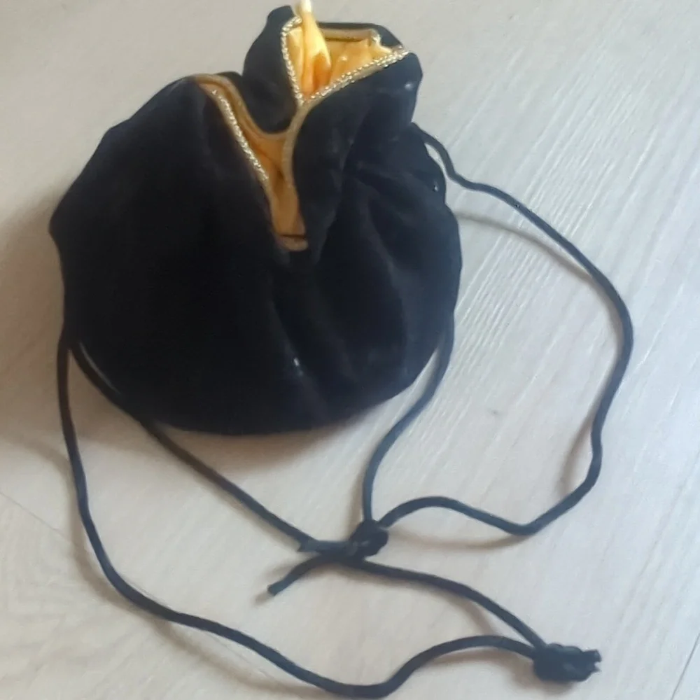 Fendi Black Velvet Pouch with Gold Interior